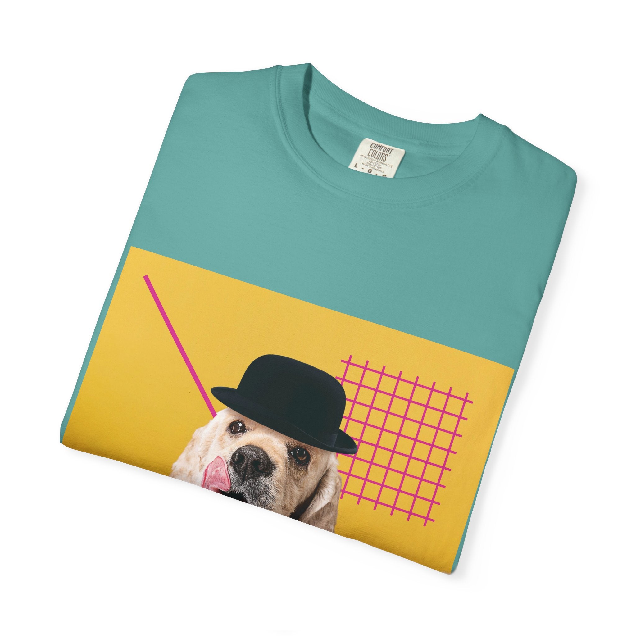 Retro Pop Dog T-Shirt — Cocker Spaniel Graphic Tee with Bowler Hat