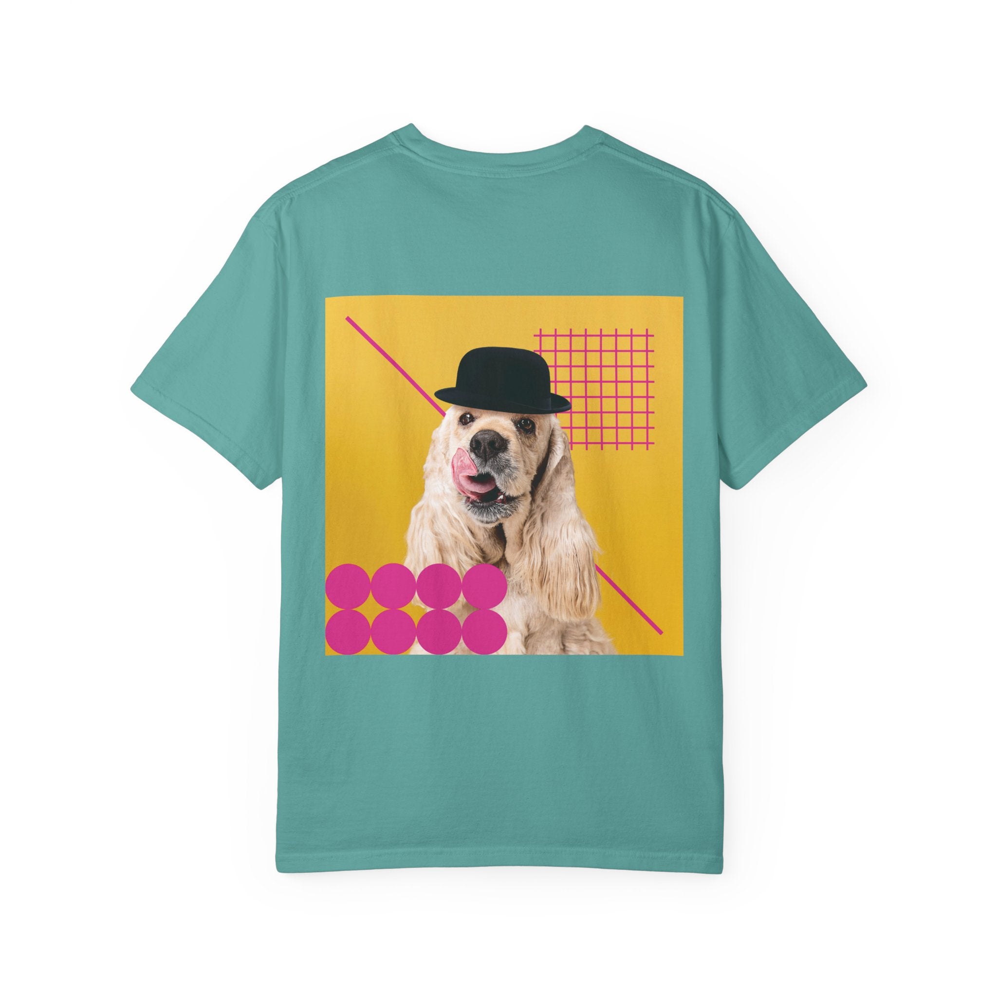 Retro Pop Dog T-Shirt — Cocker Spaniel Graphic Tee with Bowler Hat