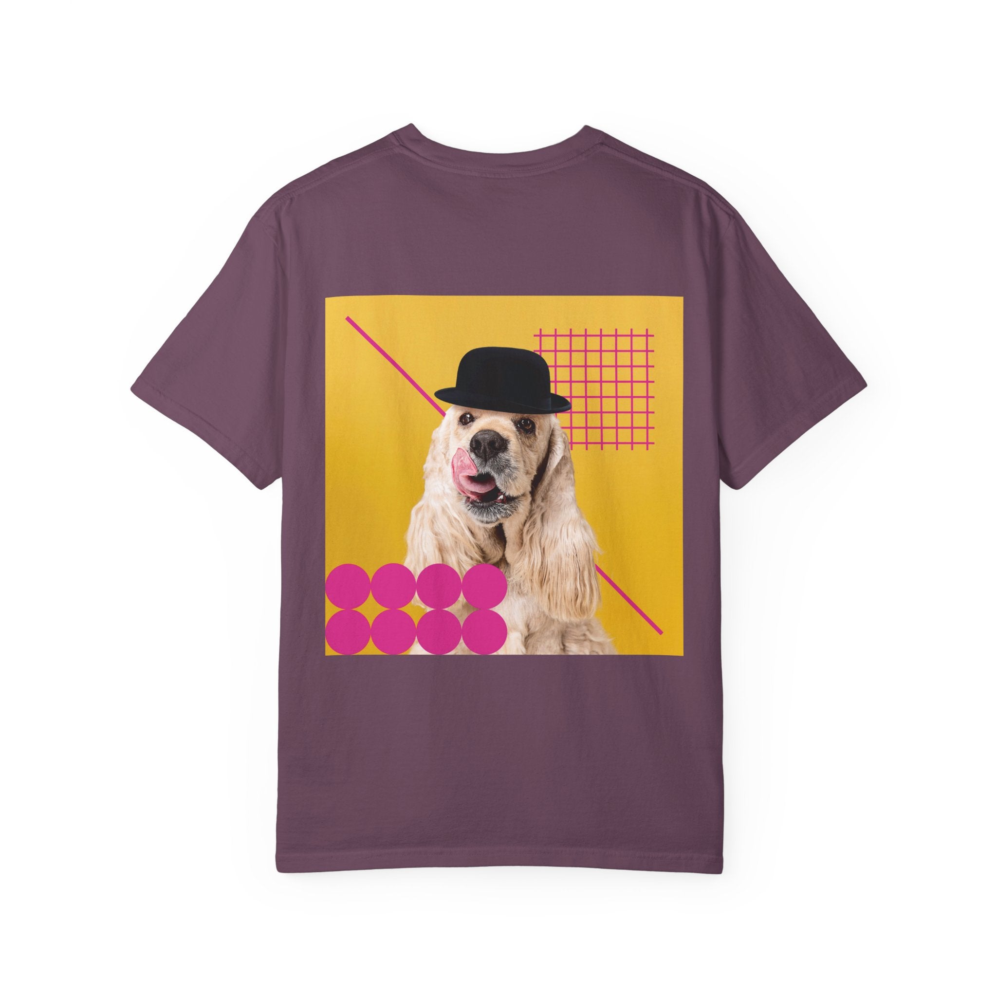 Retro Pop Dog T-Shirt — Cocker Spaniel Graphic Tee with Bowler Hat